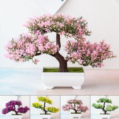 Artificial Bonsai Tree Potted Plant Fake Flowers  Home Table Garden Decoration