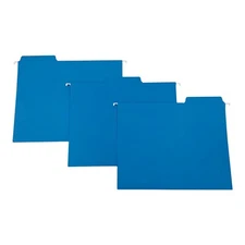 20 Folders Smead FasTab Letter Size Blue Hanging File Folders 1/3 Cut, 64099