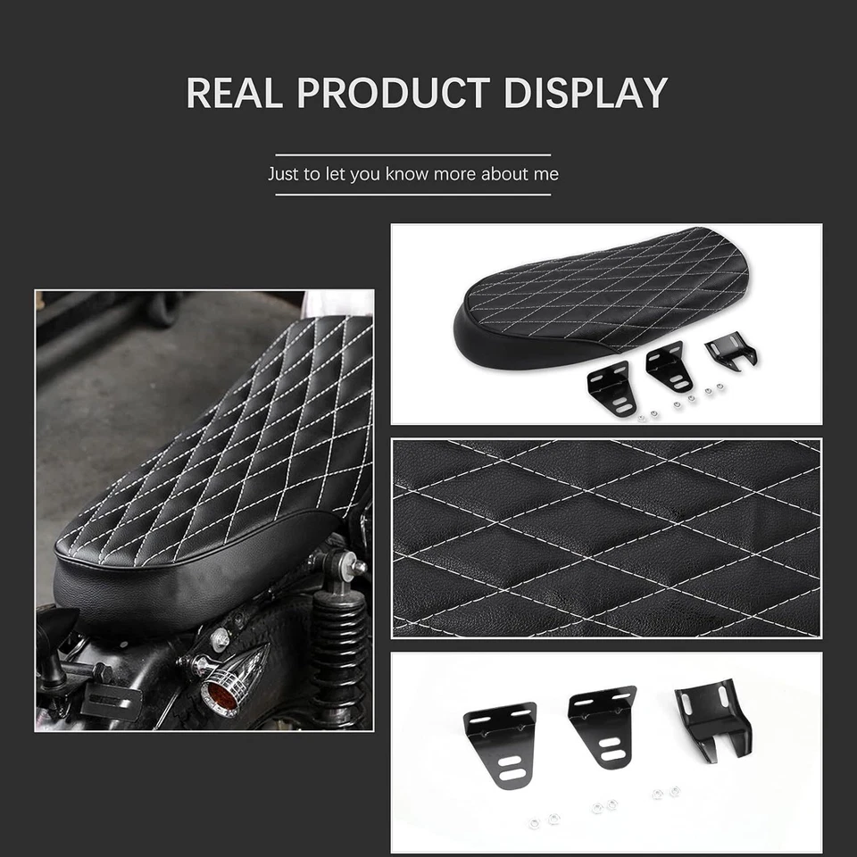 For Honda XL125 XL175 XL250 350 Motorcycle Cafe Racer Seat Retro Leather Saddle - Image 4 of 4