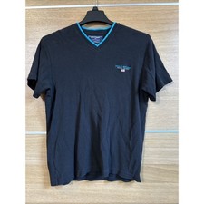 Ralph Lauren POLO SPORT Men  s Size L Black Woven Cotton V-Neck Short Sleeve