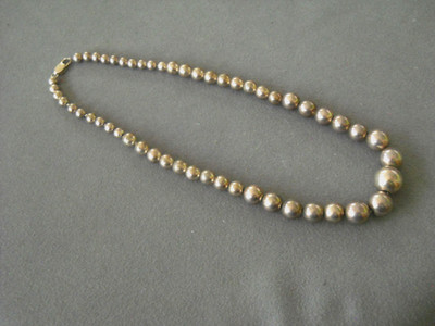 Southwest Navajo Pearls Sterling Silver Bead String Graduated Necklace 17.4'' 32g