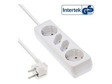 InLine 4 seater multi socket 2x Shucko  2x Euro white cable 3m, strip 16443W