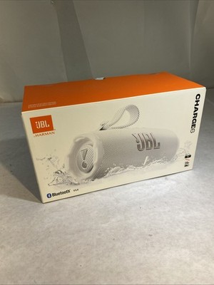 JBL Charge 6 Portable Waterproof Bluetooth Speaker with Carrying Strap (White)
