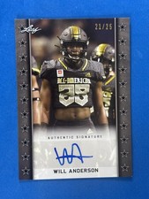 2020 Leaf All American Will Anderson Autograph /25 Alabama Crimson Tide