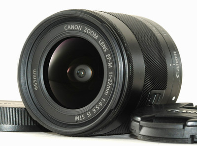 Near MINT Canon EF-M 11-22mm f/4-5.6 IS STM Zoom Lens Black w/Caps From Japan