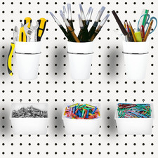 6 Sets Pegboard Bins Cups with Hooks Loops, Pegboard Hooks Assortment