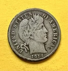 1914-D Barber Dime. 90% Silver. Fine Condition. Charity Auction/Animal Rescue
