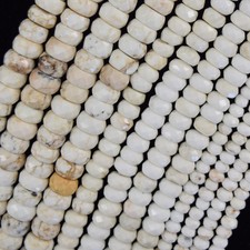 Faceted White Turquoise Rondelle Button Beads 15.5" Strand 4mm 6mm 8mm