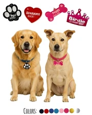 Large DOG NAME TAGS ENGRAVED PET ID CUSTOMER COLLAR TAG BONE HEART CROWN P  CUTE