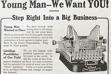 Young Man We Want YOU! to Sell OLIVER TYPEWRITER No.3 Model Antique1906 Print Ad thumbnail