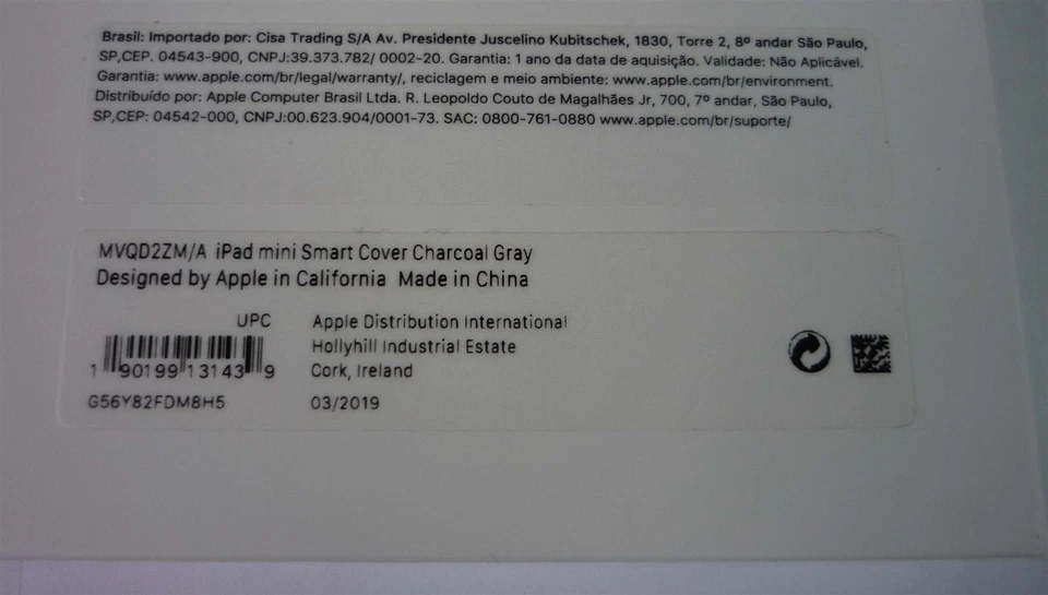 Genuine Apple Ipad Mini 4 E 5 (4ª E 5ª Gen) Smart Cover - Grigio Carbone - Nuovo - Immagine 4 di 4