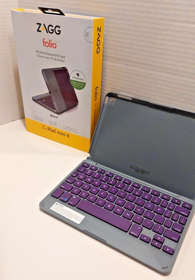 ZAGG Purple Folio Case Hinged with Backlit Bluetooth Keyboard for iPad Mini 4 - Image 2 of 4