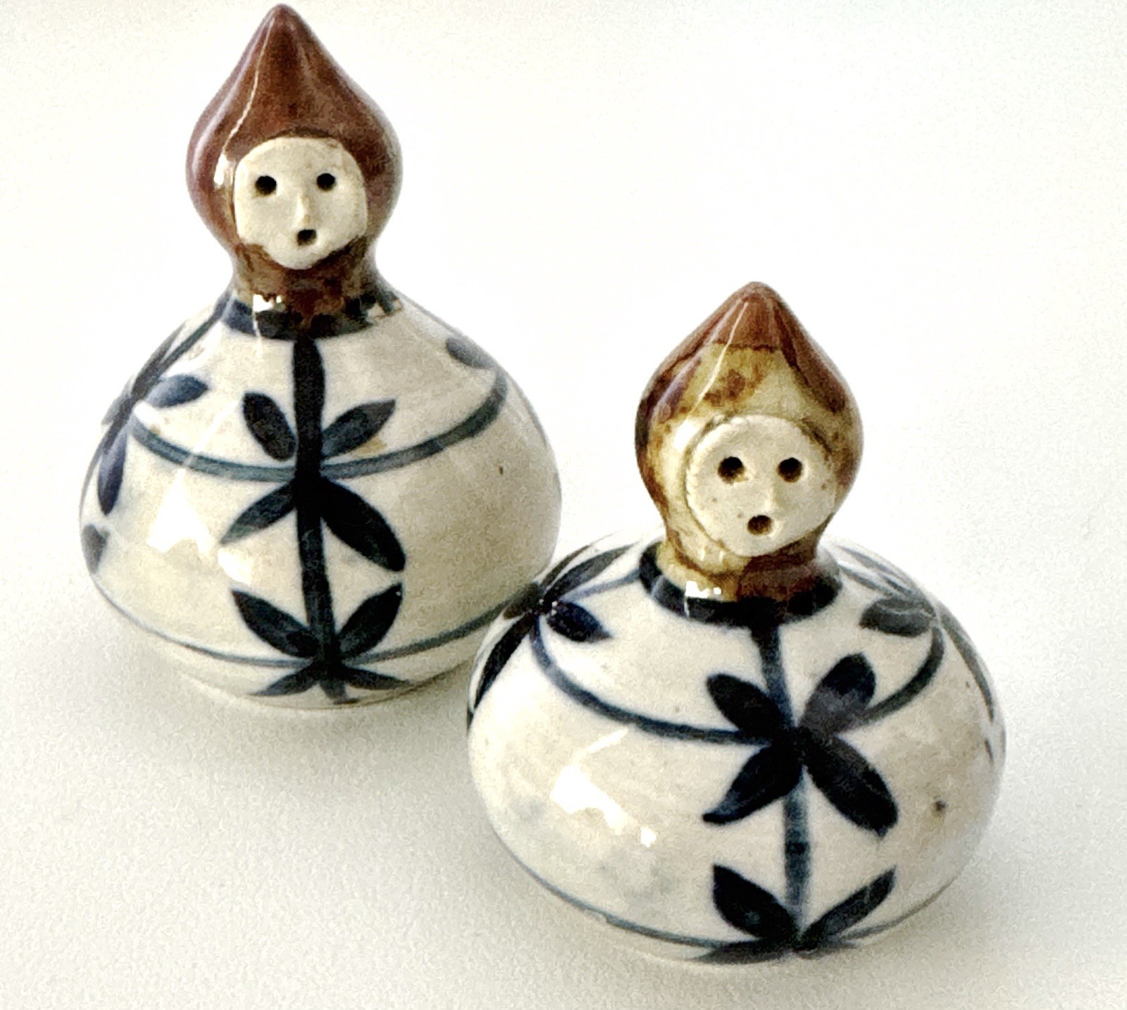 Dutch Vintage Salt And Pepper Shakers, Porcelain Handmade
