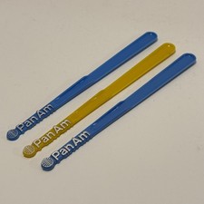 Vintage PAN AM AIRWAYS Swizzle Sticks STIRRERS Set of 3 Blue & Yellow