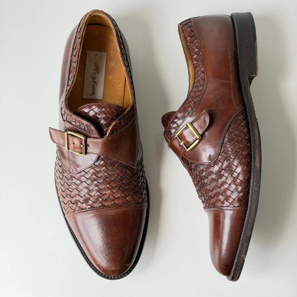 Vintage Mezlan San Juan Woven Leather Mens Shoes Made in Spain Brown Loafers 8.5 Spain Vintage Mezlan Men main image 2