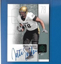2011 SP Authentic Nate Solder AUTO Rookie RC Autograph, University Colorado #22