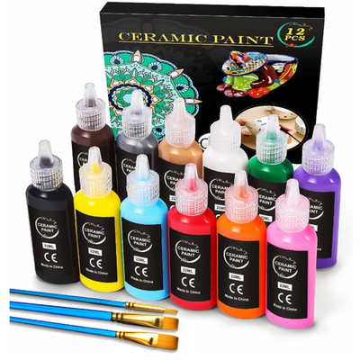 RATEL Porzellanfarben Set 12 x 22 ml 3 Pinsel