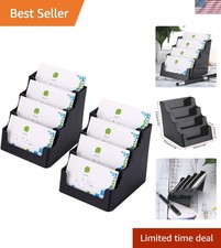 Elegant 4-Tier Clear Acrylic Business Card Holder - 2 Pack, Desktop Organizer