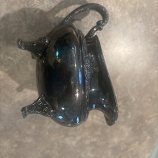 Victorian Silverplate Sauce Boat with Ornate Handle and Feet