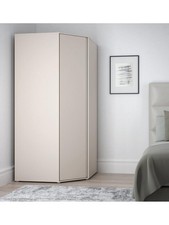 Lisson Corner Wardrobe Oatmeal | Handle-Free Design | Space-Saving | Shelves