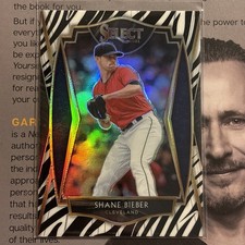 2021 Panini Select Premier Zebra Prizm Shane Bieber #177