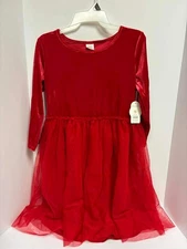 Wonder Nation Girls SZ XXL 18 Red Long Sleeve Velour Tutu Dress X-MAS NWT