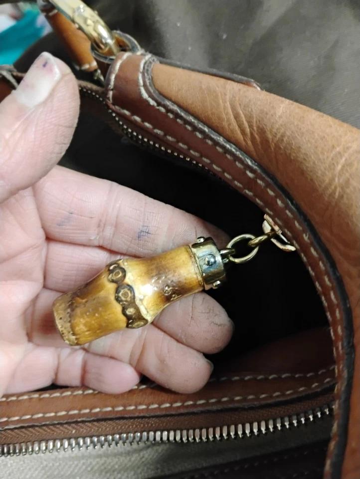 Auténtico Bolso de Hombro Gucci Vintage Cuero Marrón Bambú Horsebit Foto 4 de 4