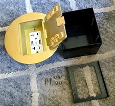 Kanayu Gold Recessed Floor Outlet, 3. 98" x3. 66" x3. 15" 1-Gang, with 4.8A USB