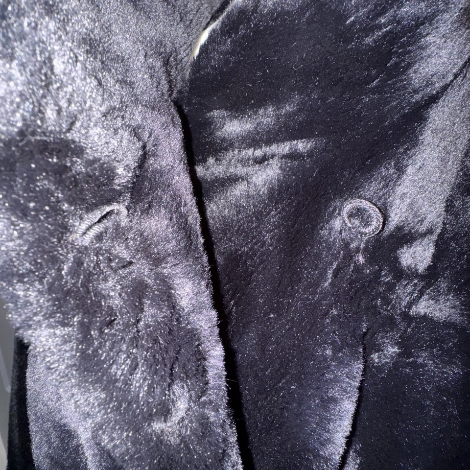 Vintage Steve by Searle Black Faux Fur Stand Collar Full Length Coat Size Large - Image 3 of 4