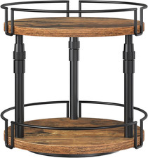 Lazy Susan Organizer Spice Rack, 2-Tier Height Adjustable Rotating Spice Organiz