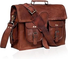 Handmade Men's Genuine Leather Vintage Laptop Messenger Briefcase Bag Satchel