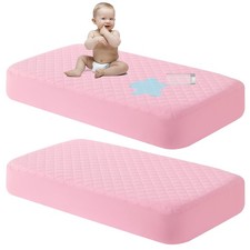 NTBAY 2 Pack Waterproof Mini Crib Mattress 24"x38" 6" 2 Pack , Pink