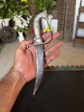 Vintage Collectible Hand Carved Iron Blade Hunting Dagger Knife Khanjar Katar