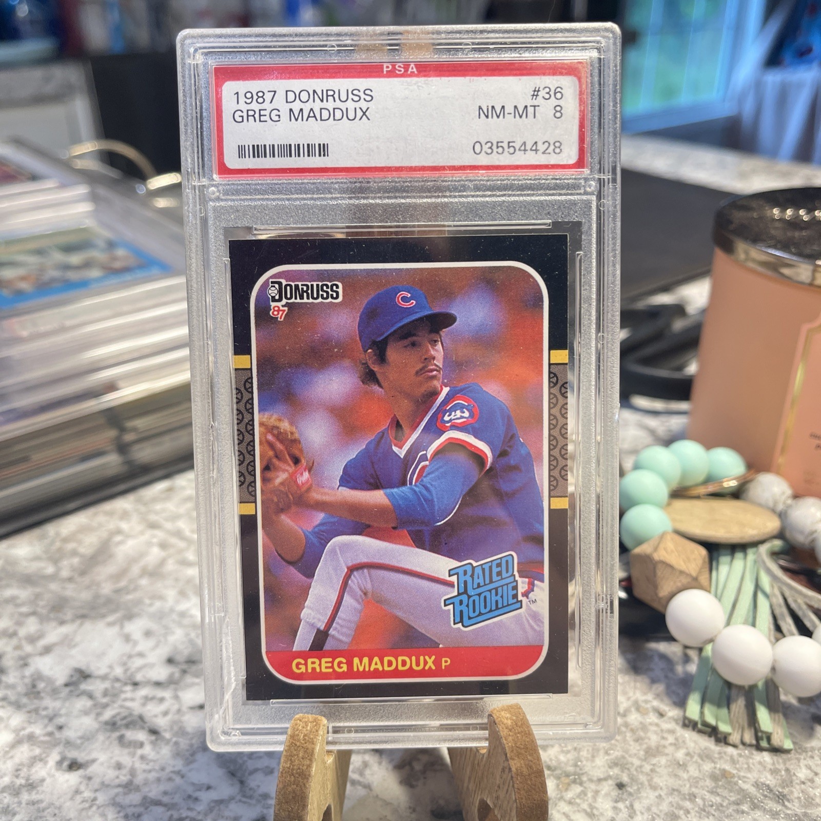 1987 Donruss - Rated Rookie Greg Maddux #36 (RC) PSA 8 