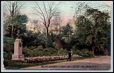 Postcard Mozart Monument & Terrace Walk Prospect Park Brooklyn NY E49