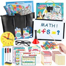 Pretend Play Teacher Set for Kids with Numbers Bell Whiteboard Learning Cl