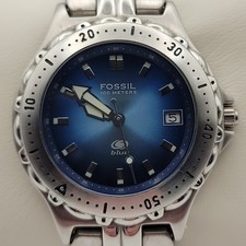 Fossil Blue Ladies Watch AM-3803 Blue Dial Crystal Bezel — listing 5