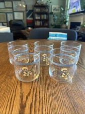 Vintage Theodore Country Bear Drinking Glasses Set Of Five Libbey Tienshan 1980s