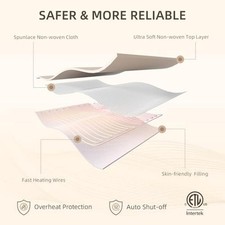 Electric Heated Mattress Pad Mini Twin 9 Heat Settings Auto Off Machine Washable