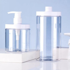 500 1000ml Clear Pump Bottle Dispenser Refillable PET Shower Soap Storage