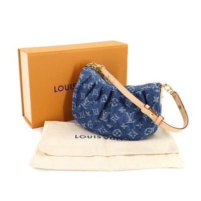 LOUIS VUITTON Monogram Denim Pochette Valley Hand Bag Blue M13571