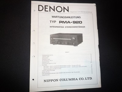 Original Schaltplan Service Manual Denon PMA-920