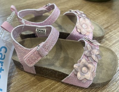 Carter s Sandals Little Girls Size 8 Pale Pink Sparkle Flowers Shoes New