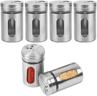 GewüRzgläSer Set KüChe Organizer Glas Edelstahl Aufbewahrung 6 StüCk 80Ml