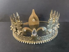 Vintage Large Rhinestone Metal Tiara Crown America’s Theme Pageant Celebration
