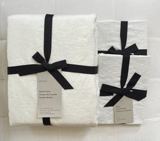 West Elm EUROPEAN FLAX LINEN Duvet King/California King  2 Euro Shams White NWT