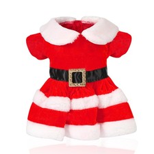 QKURT Santa Dog Costume - Red Velvet Skirt  Claus Pet Clothes Small