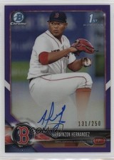2018 Bowman Chrome Prospect Purple Refractor /250 Darwinzon Hernandez Auto 8az