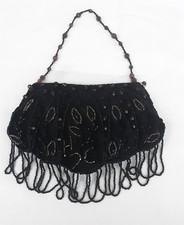 Beaded Evening Bag Purse Clutch Fringe Black 2 straps Velvet Cellphone bag