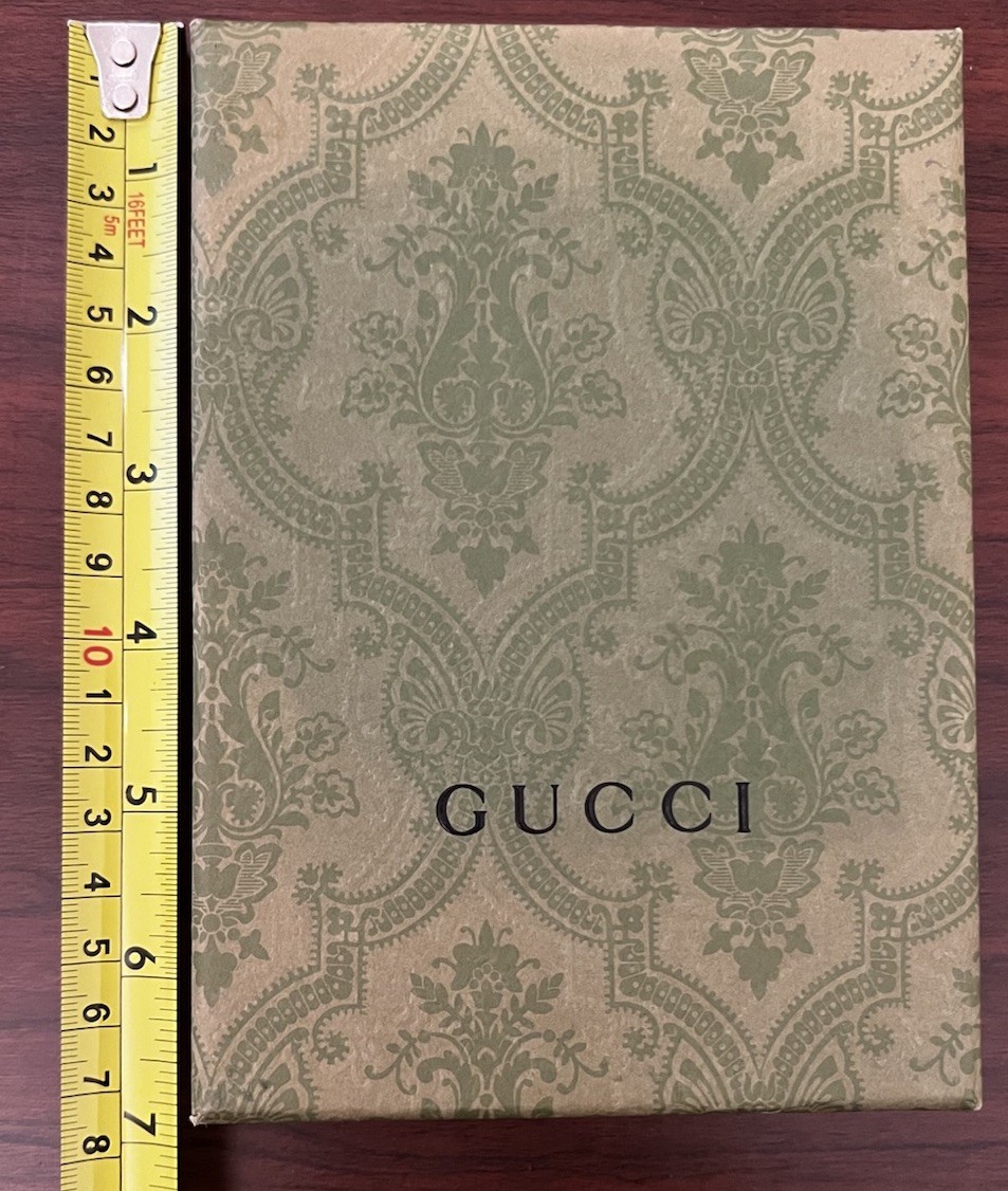 Gucci Beige/Green Logo Gift Box w/ Lid, Lined Paper, Jewelry, 7in Rect ...
